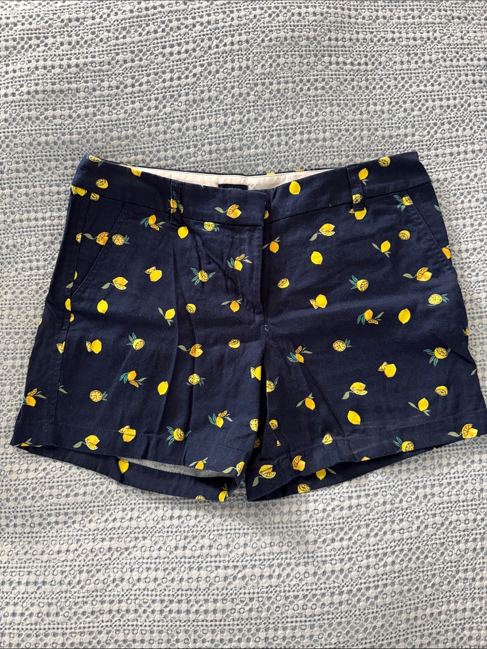 Navy Lemon-Print Women’s Chino Shorts